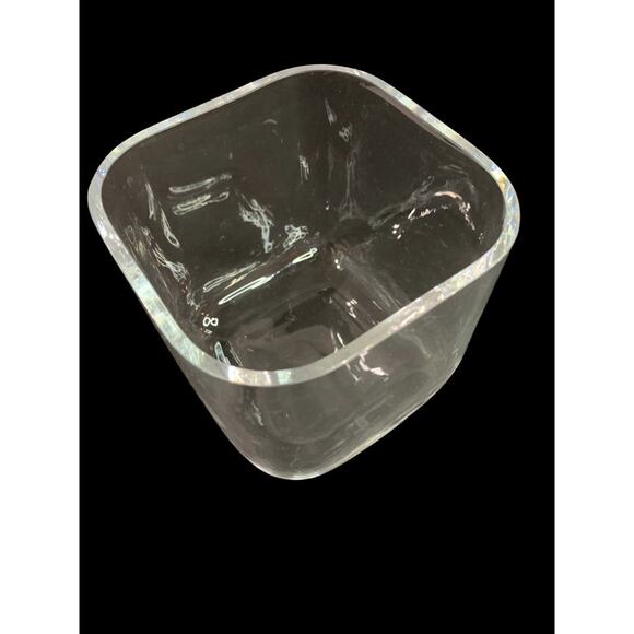 Crate & Barrel Clear Glass Vase 4.75" Cube - Picture 3 of 8